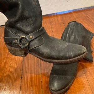 Vintage Shoe Company Black Leather Biker Boots - 9